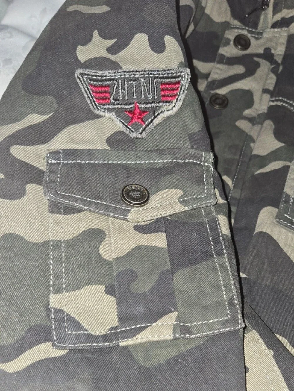 H.T. Niao Men's Camouflage Utility Jacket - Olive Camo Heavyweight